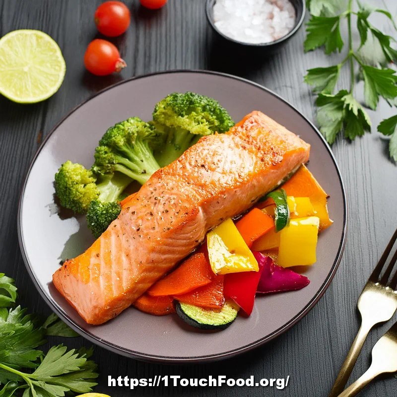 Salmon with Roasted Veggie Rainbow