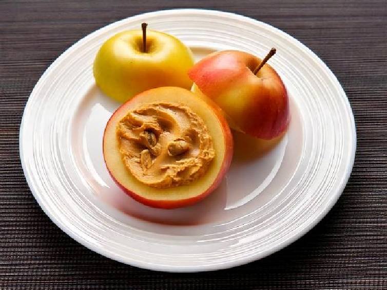 Sliced Apple with Peanut Butter