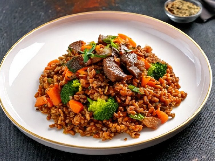 Beef and Farro Stir-Fry