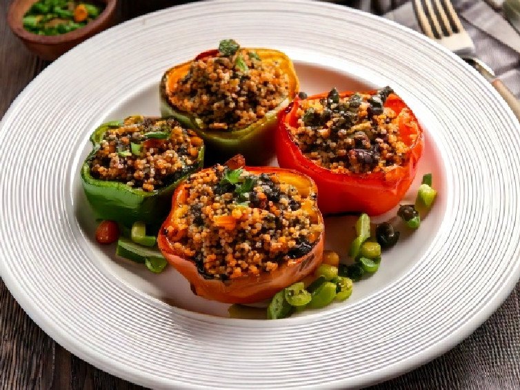 Black Bean & Quinoa Stuffed Peppers