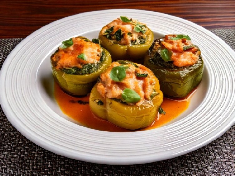 Chicken and Spinach Stuffed Peppers