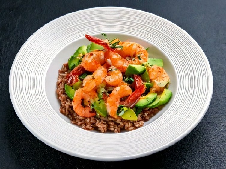 Shrimp and Avocado Brown Rice Bowl